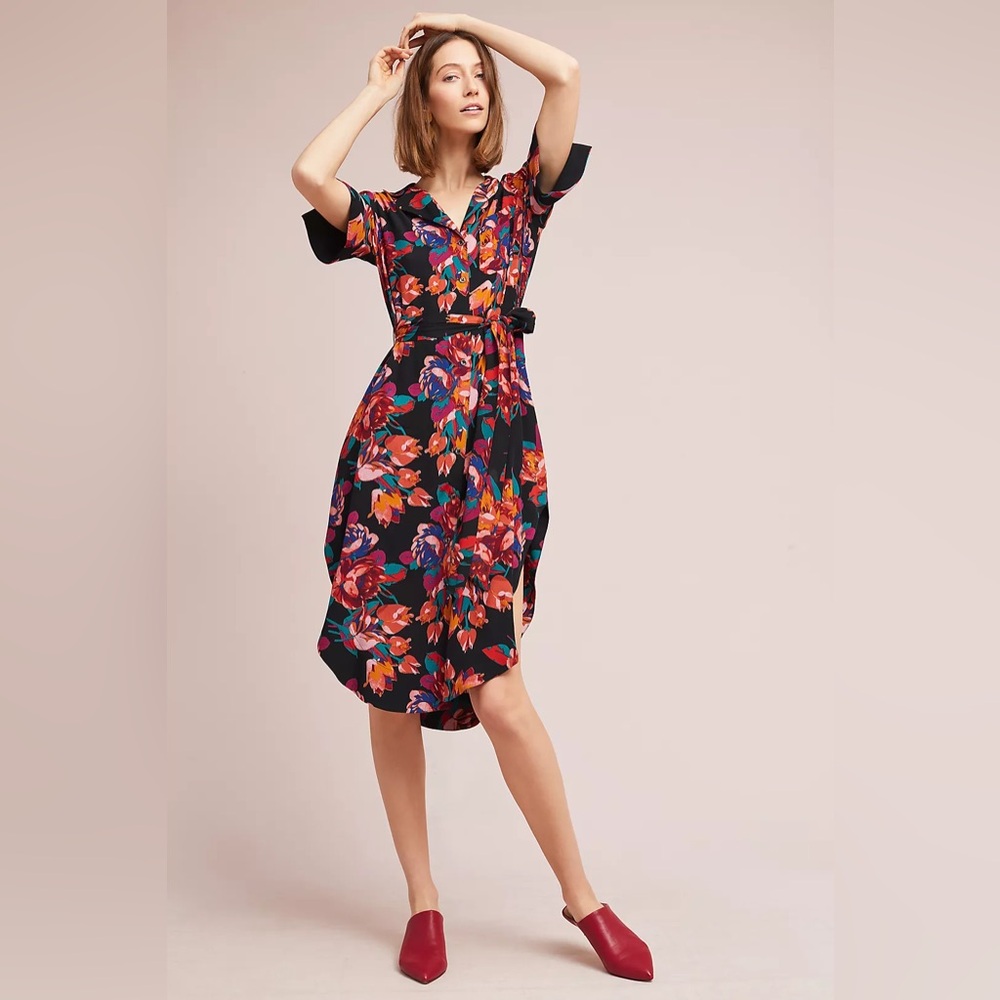 Maeve Floral Buttondown Shirtdress Size XS